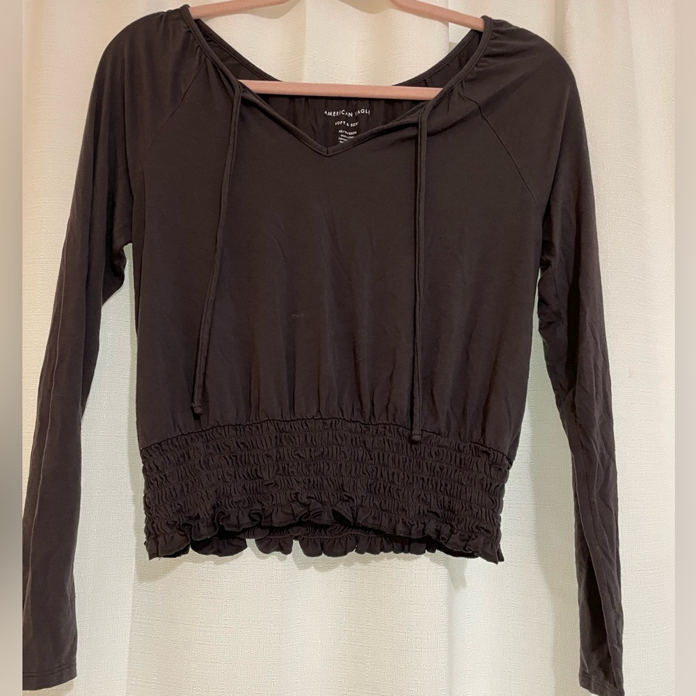 dark grey long sleeve blouse